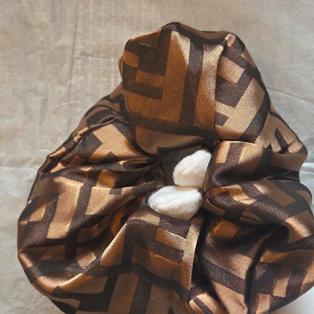 Brown Geometric Hair Scrunchie - Picture 4 of 4